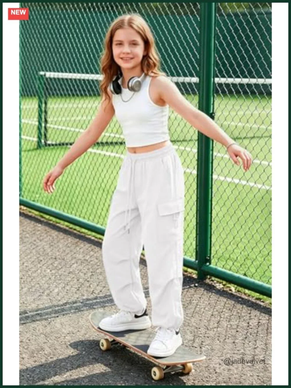 Girls Y2K Baggy Cargo Pants Adjustable Cuffs Parachute Joggers 5-14Y
